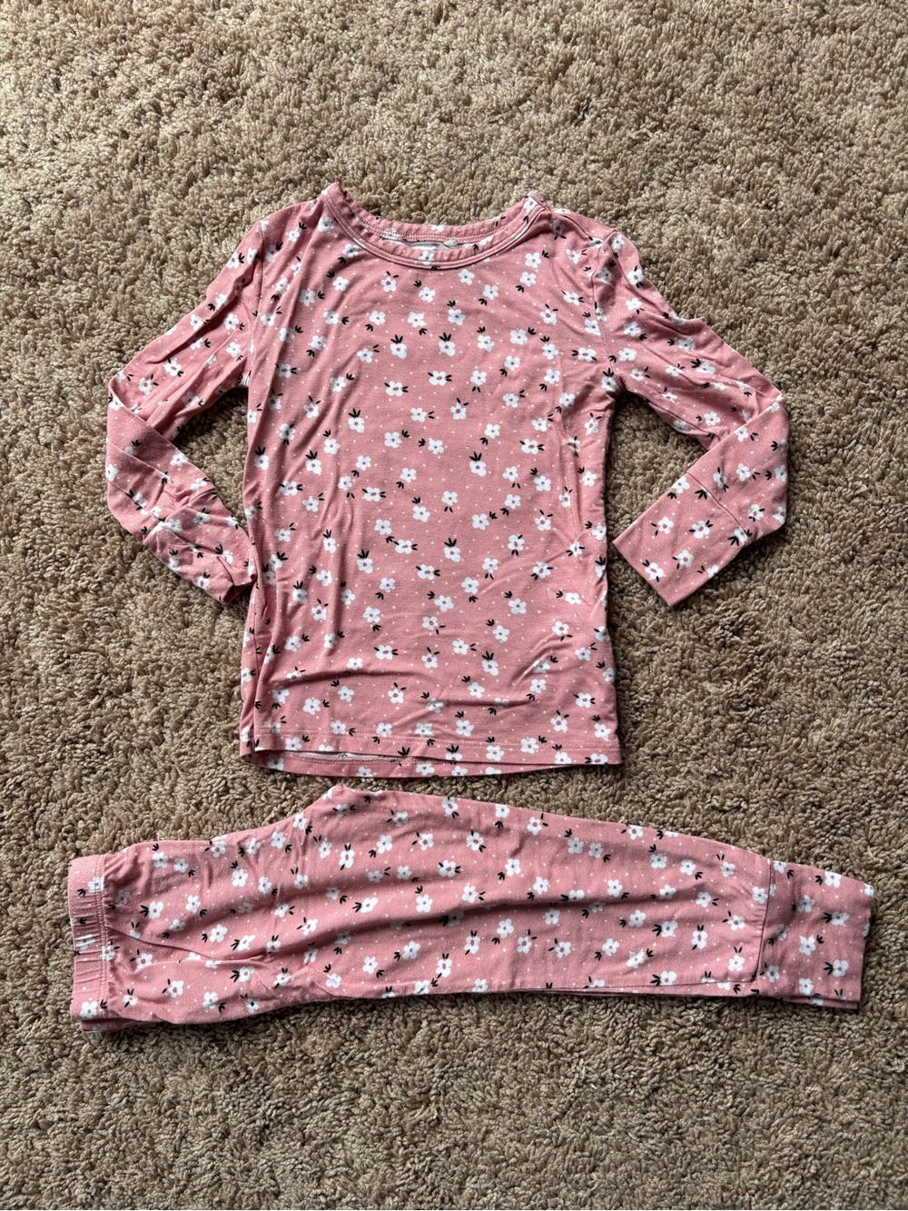 3T-4T Pink Floral Long-Sleeve Pajama Set: Posh Peanut